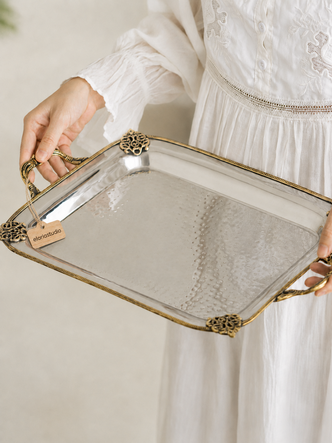 Baroque Twin-Handle Brass Fruit Tray
