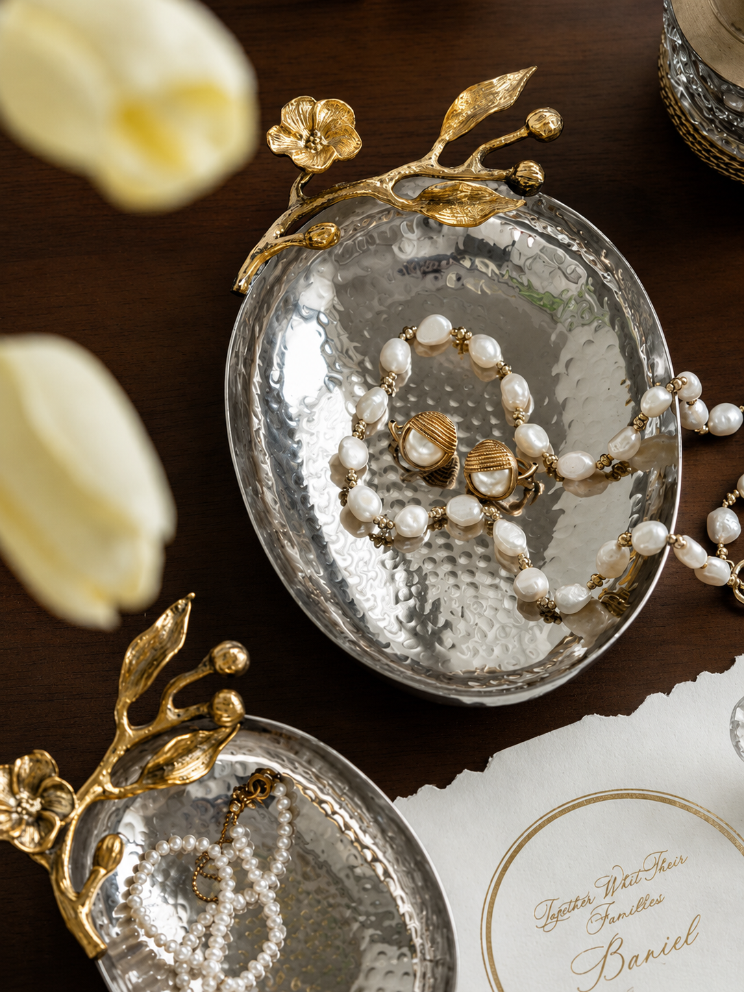 Hammered Plum Brass Catchall Tray
