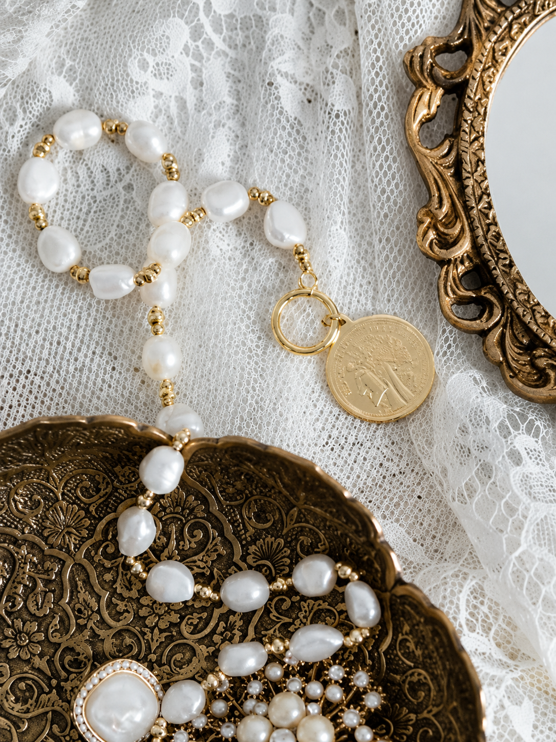 Fleur de Brass Jewelry Tray