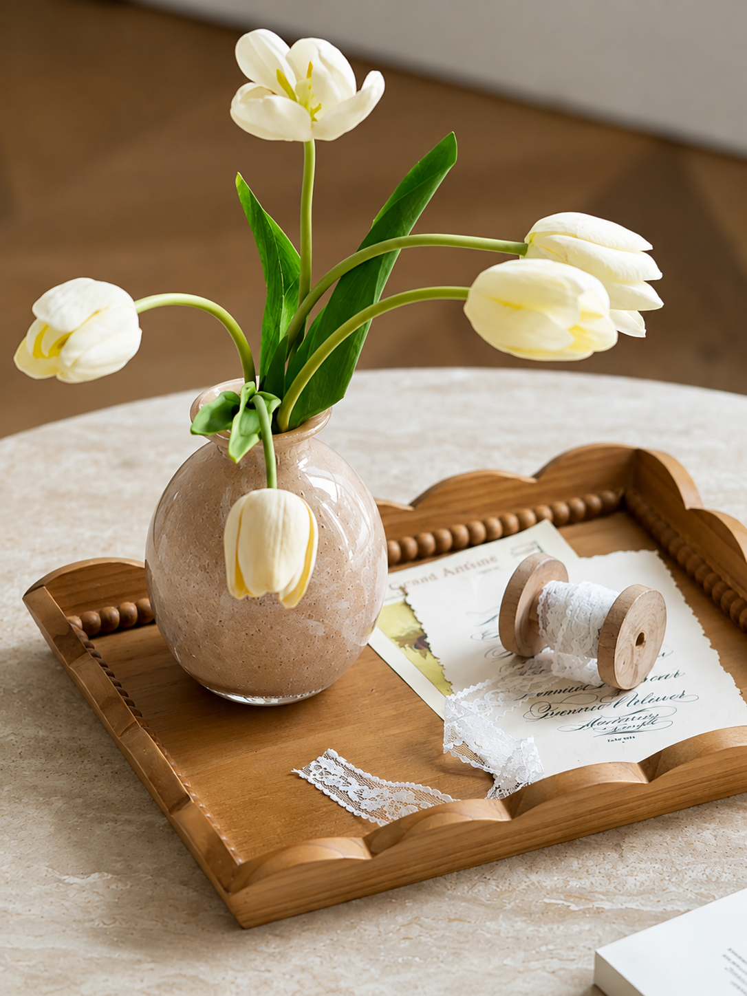 Oak Bloom Wooden Display Tray